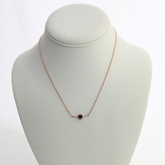 Red Garnet heart love necklace rose gold elegant - Picture 2 of 4